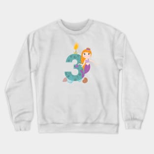 Cute little mermaid third birthday Crewneck Sweatshirt